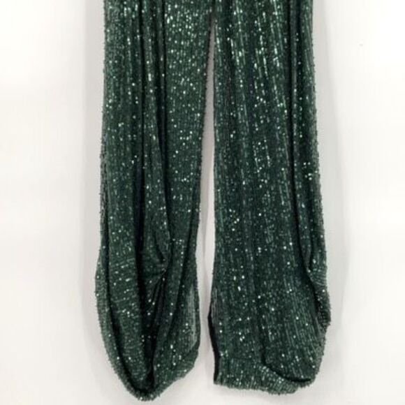 NWT Zara Holiday Party Green Sequin Balloon Pants Limited Edition Size Medium - Picture 7 of 16